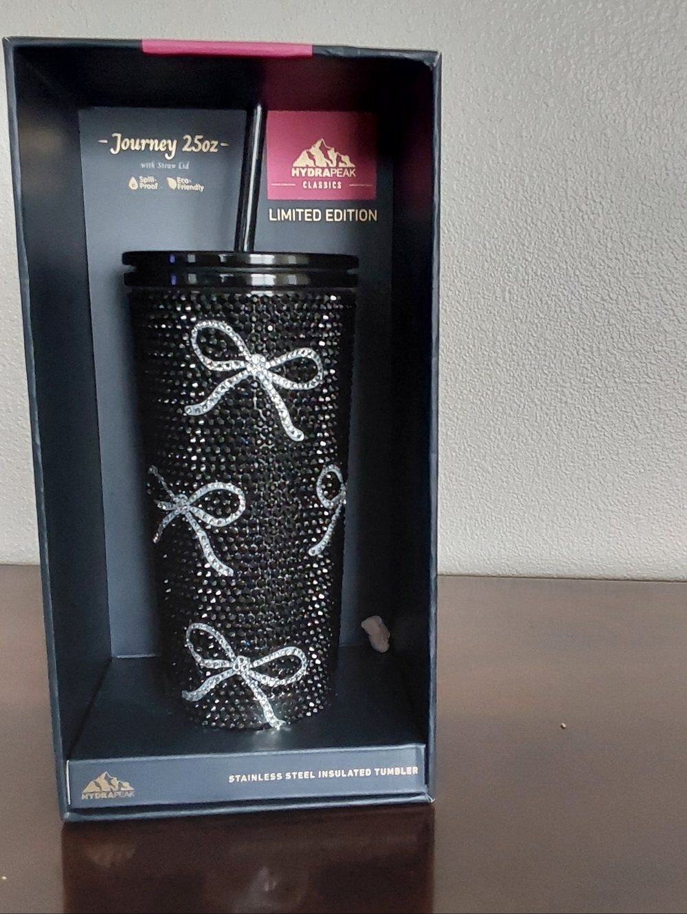 HydraPeak The Journey 25oz Black Crystal Bow Stainless Steel Tumbler - Picture 3 of 4